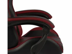 Silla gaming con reposapiés cuero sintético negro y tinto^Clicnbuy Best