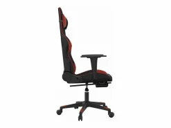Clicnbuy Silla gaming con reposapiés cuero sintético rojo tinto Negro Outlet
