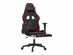 Clicnbuy Silla gaming con reposapiés cuero sintético rojo tinto Negro Outlet