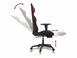 Clicnbuy Silla gaming con reposapiés cuero sintético rojo tinto Negro Outlet