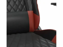 Clicnbuy Silla gaming con reposapiés cuero sintético rojo tinto Negro Outlet