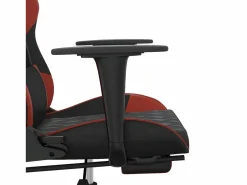 Clicnbuy Silla gaming con reposapiés cuero sintético rojo tinto Negro Outlet