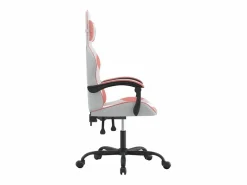 vidaxl Silla gaming cuero sintético blanco y Rosa New