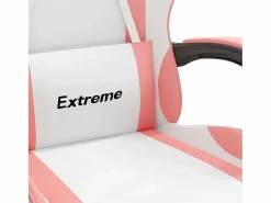vidaxl Silla gaming cuero sintético blanco y Rosa New