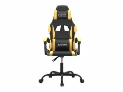 Clicnbuy Silla Gaming|Silla gaming cuero sintético y dorado