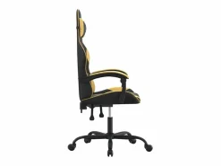Clicnbuy Silla Gaming|Silla gaming cuero sintético y dorado