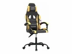 Clicnbuy Silla Gaming|Silla gaming cuero sintético y dorado