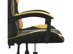 Clicnbuy Silla Gaming|Silla gaming cuero sintético y dorado