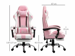 DripeX Silla Gaming|Silla Gaming de Cuero, con Reposapiés reposacabezas cojín lumbar, altura ajustable, ergonómica, 64x67x119/127cm