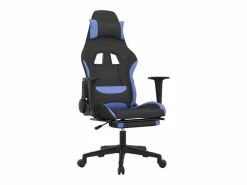 Clicnbuy Silla gaming de masaje con reposapiés tela negro y Azul Hot
