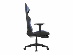 Clicnbuy Silla gaming de masaje con reposapiés tela negro y Azul Hot