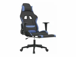Clicnbuy Silla gaming de masaje con reposapiés tela negro y Azul Hot