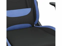 Clicnbuy Silla gaming de masaje con reposapiés tela negro y Azul Hot