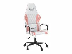 Clicnbuy Silla gaming de masaje cuero sintético blanco y Rosa New
