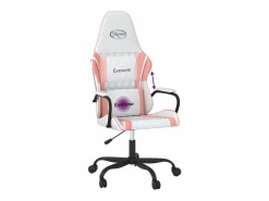 Clicnbuy Silla gaming de masaje cuero sintético blanco y Rosa New