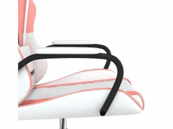 Clicnbuy Silla gaming de masaje cuero sintético blanco y Rosa New