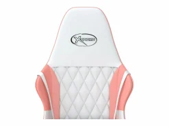 Clicnbuy Silla gaming de masaje cuero sintético blanco y Rosa New