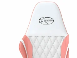 Clicnbuy Silla gaming de masaje cuero sintético blanco y Rosa New