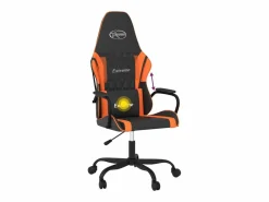 Clicnbuy Silla gaming de masaje cuero sintético y naranja Negro Best