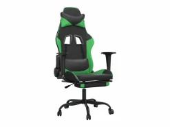 Clicnbuy Silla Gaming|Silla gaming de masaje y reposapiés cuero sintético negro