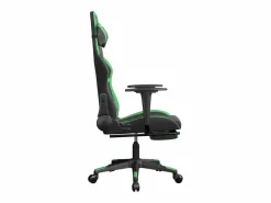 Clicnbuy Silla gaming de masaje y reposapiés cuero sintético negro Verde Discount