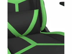 Clicnbuy Silla gaming de masaje y reposapiés cuero sintético negro Verde Discount