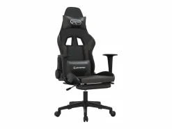 vidaxl Silla Gaming|Silla gaming de masaje y reposapiés cuero sintético negro