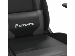 vidaxl Silla Gaming|Silla gaming de masaje y reposapiés cuero sintético negro
