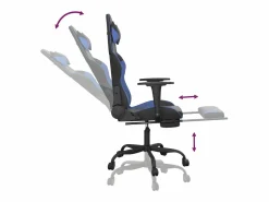 Silla gaming de masaje y reposapiés cuero sintético negro^Clicnbuy Discount