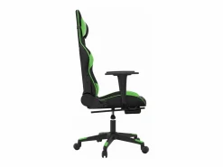 Clicnbuy Silla gaming de masaje y reposapiés cuero sintético negro Verde Online