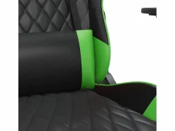 Clicnbuy Silla gaming de masaje y reposapiés cuero sintético negro Verde Online