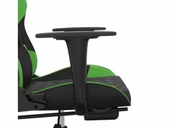Clicnbuy Silla gaming de masaje y reposapiés cuero sintético negro Verde Online