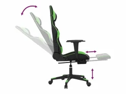 vidaxl Silla Gaming|Silla gaming de masaje y reposapiés cuero sintético negro