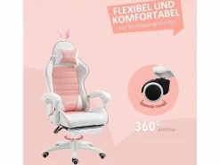 Silla Gaming ergonómica - con soporte lumbar y reposapiés - altura e inclinación ajustable - 65x63x136/142cm^DripeX Online