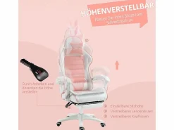 Silla Gaming ergonómica - con soporte lumbar y reposapiés - altura e inclinación ajustable - 65x63x136/142cm^DripeX Online