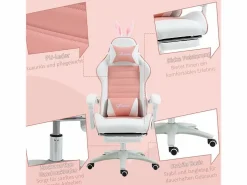 Silla Gaming ergonómica - con soporte lumbar y reposapiés - altura e inclinación ajustable - 65x63x136/142cm^DripeX Online