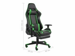 vidaxl Silla Gaming|Silla gaming giratoria con reposapiés PVC