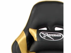 Clicnbuy Silla gaming giratoria con reposapiés PVC Dorado