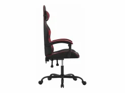 Silla gaming giratoria cuero sintético negro y vino tinto^Clicnbuy Online