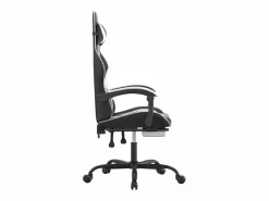 Clicnbuy Silla gaming giratoria reposapiés cuero sintético negro Blanco Outlet
