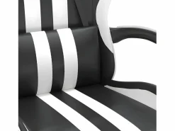Clicnbuy Silla gaming giratoria reposapiés cuero sintético negro Blanco Outlet