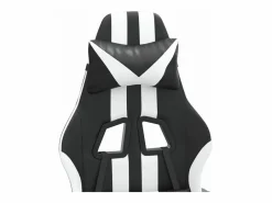 Clicnbuy Silla gaming giratoria reposapiés cuero sintético negro Blanco Outlet