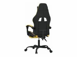 Clicnbuy Silla gaming giratoria reposapiés cuero sintético negro Dorado Best