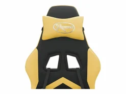 Clicnbuy Silla gaming giratoria reposapiés cuero sintético negro Dorado Best