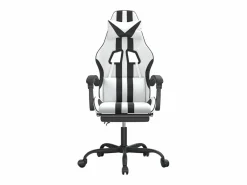 Clicnbuy Silla Gaming|Silla gaming giratoria reposapiés cuero sintético blanco