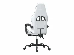 Clicnbuy Silla Gaming|Silla gaming giratoria reposapiés cuero sintético blanco