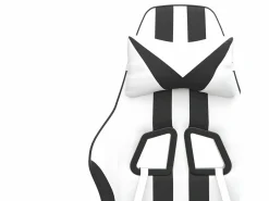 Clicnbuy Silla Gaming|Silla gaming giratoria reposapiés cuero sintético blanco