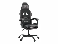 Clicnbuy Silla Gaming|Silla gaming giratoria y reposapiés cuero sintético negro