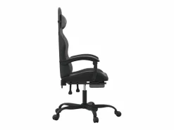 Clicnbuy Silla Gaming|Silla gaming giratoria y reposapiés cuero sintético negro
