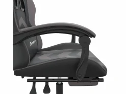 Clicnbuy Silla Gaming|Silla gaming giratoria y reposapiés cuero sintético negro